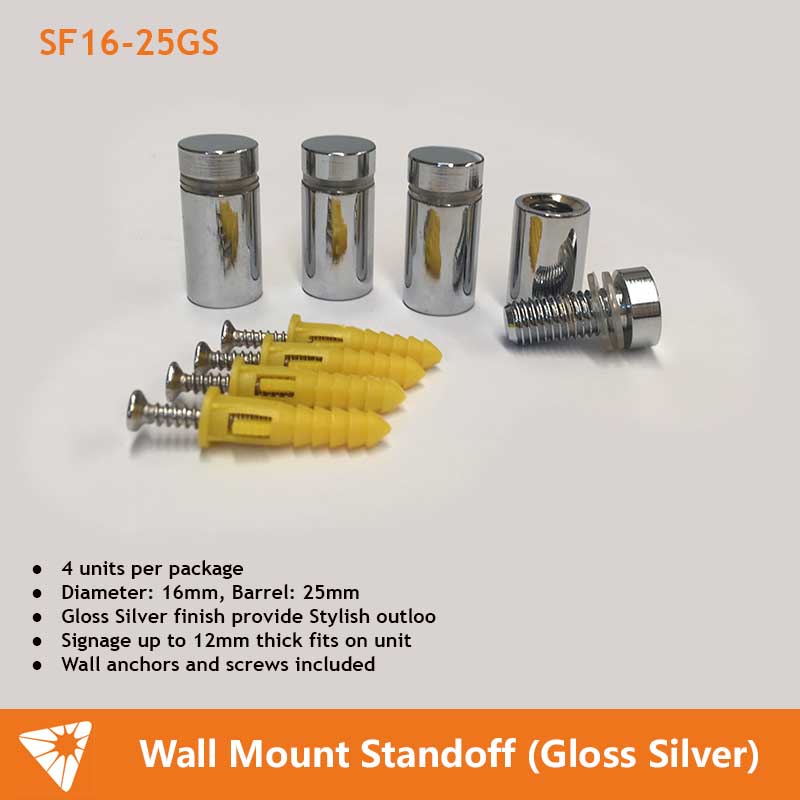 Details about   19-25mm Gloss Silver Aluminum Standoffs/Sign Mount/Sign support/Screw 